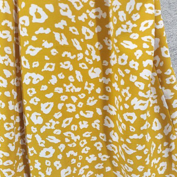 Blu Pepper Jumpsuit Mustard Yellow Print Tie Front Pockets Size L Sleeveless - Picture 11 of 11